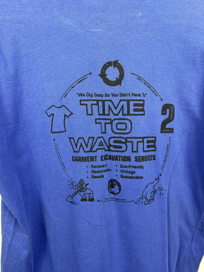 Blue thrashed Time to Waste pocket tee — back