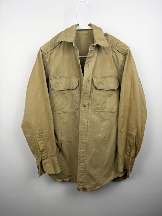 1949 thrashed khaki military work shirt, Time to Waste