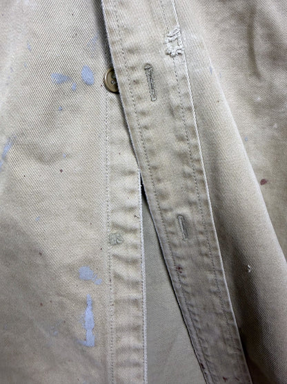 1949 khaki military work shirt — back