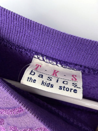 Purple bleached glittered Time to Waste sweatshirt — back
