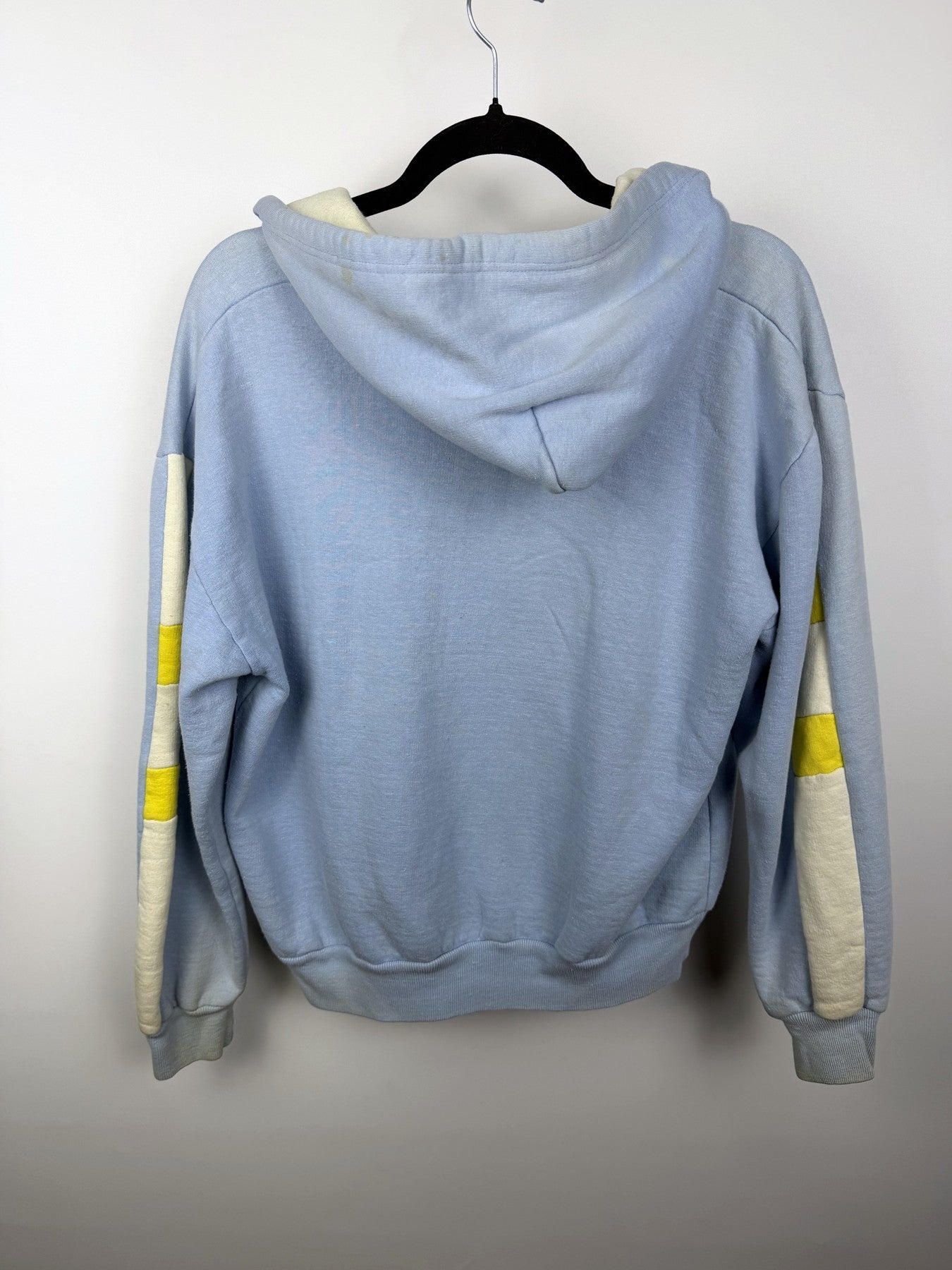 Baby blue 80s Time to Waste hoodie — detail