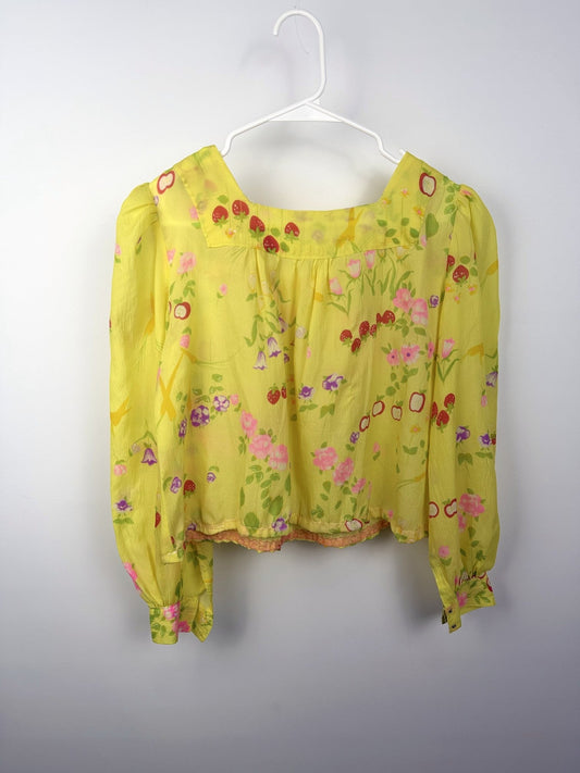 Sunshine yellow floral crop top by Time to Waste — back