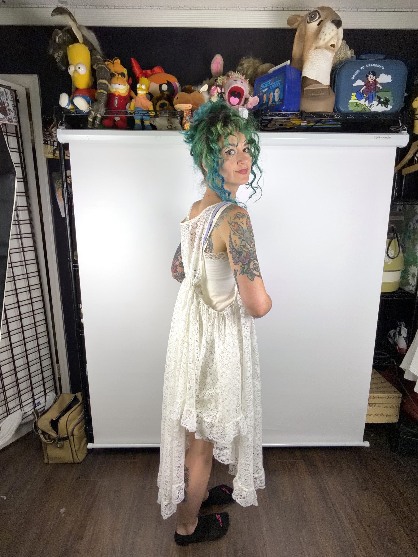 Handmade lace pinafore dress by Time to Waste — view 3