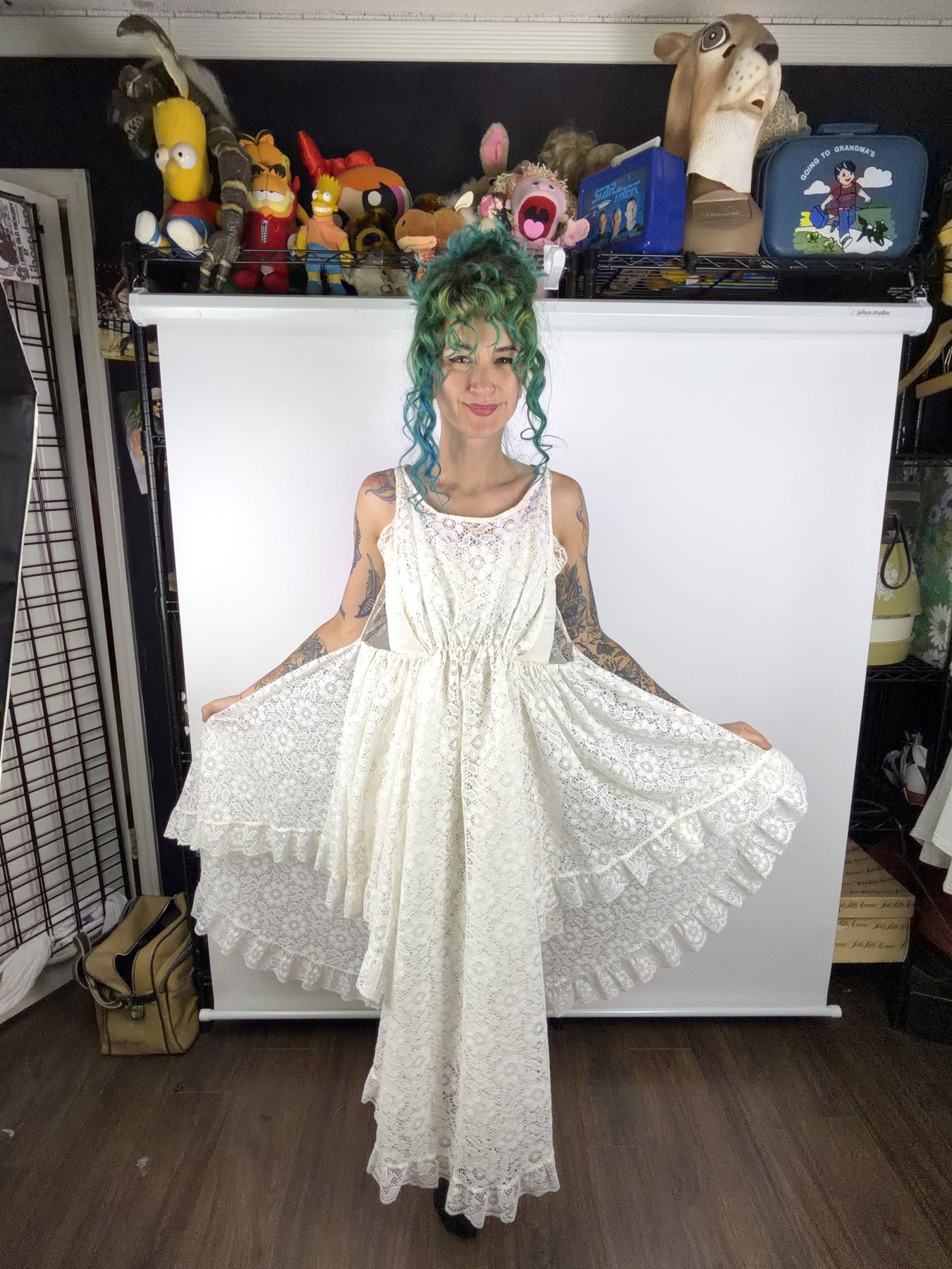 Handmade lace pinafore dress by Time to Waste — view 4