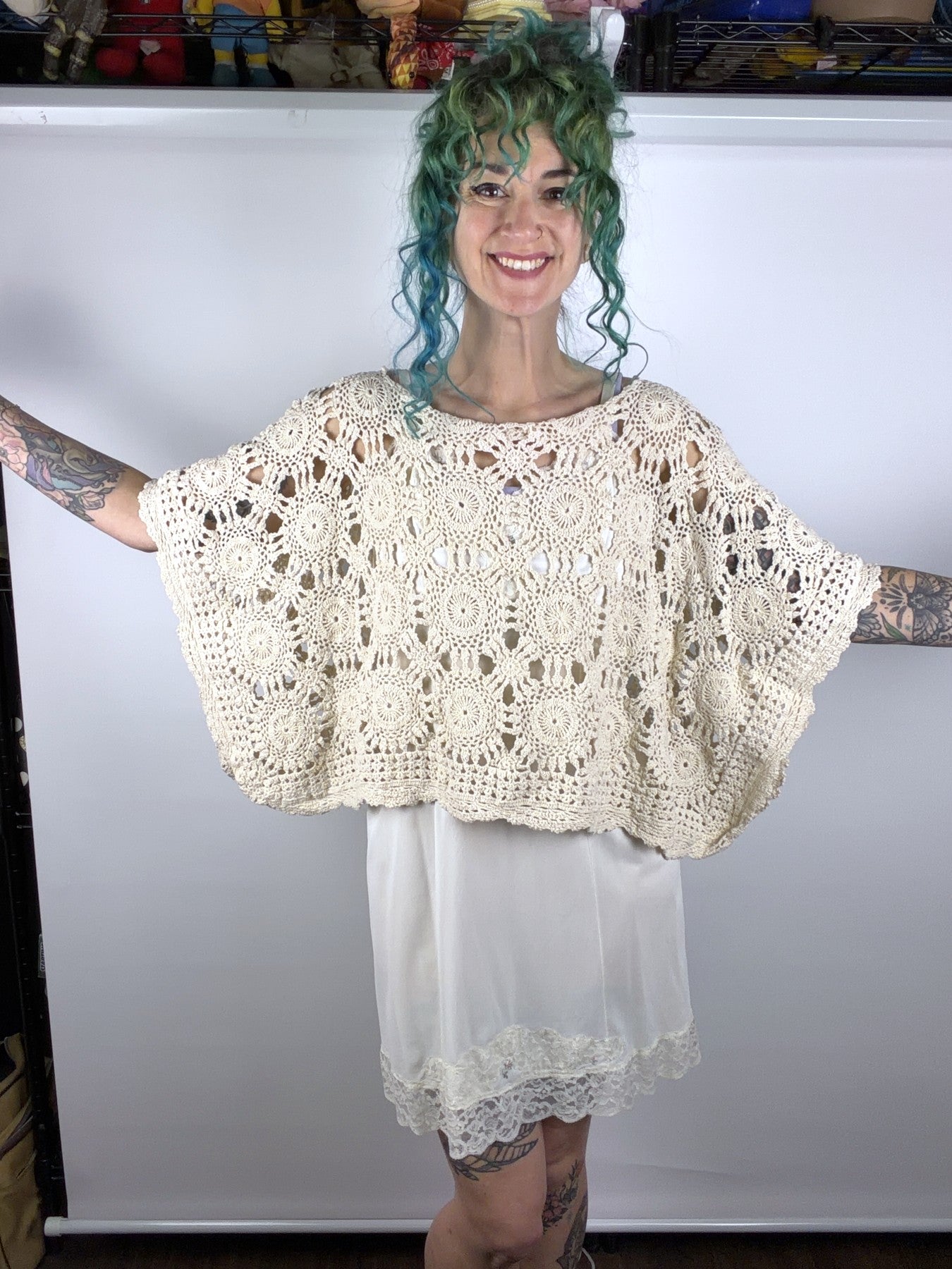 Handmade doily-lace statement top by Time to Waste