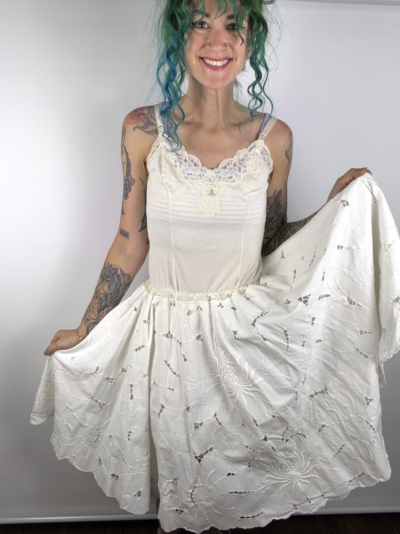 Handmade frilly circle skirt with cutouts — view 2