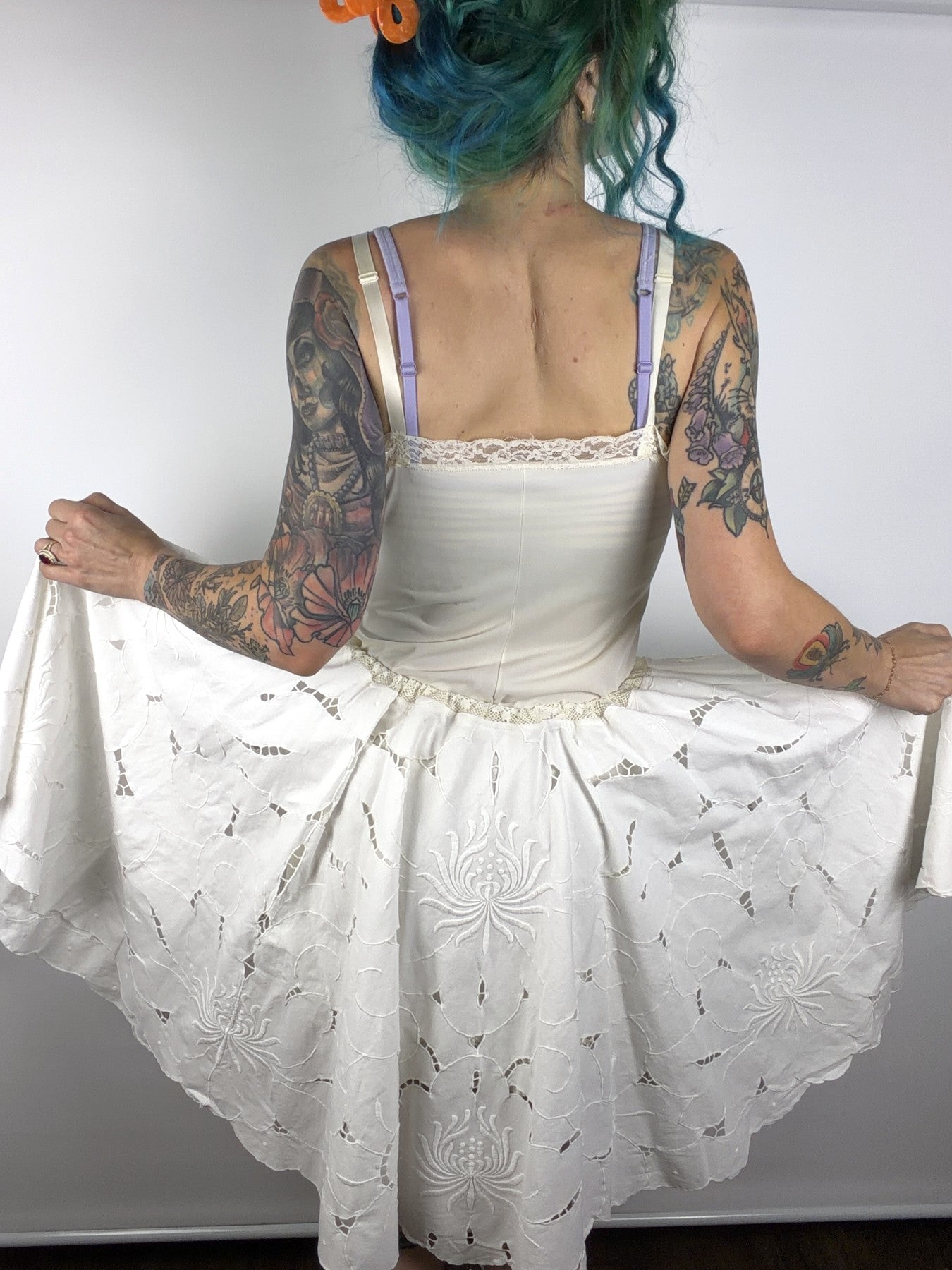 Handmade frilly circle skirt with cutouts — view 3