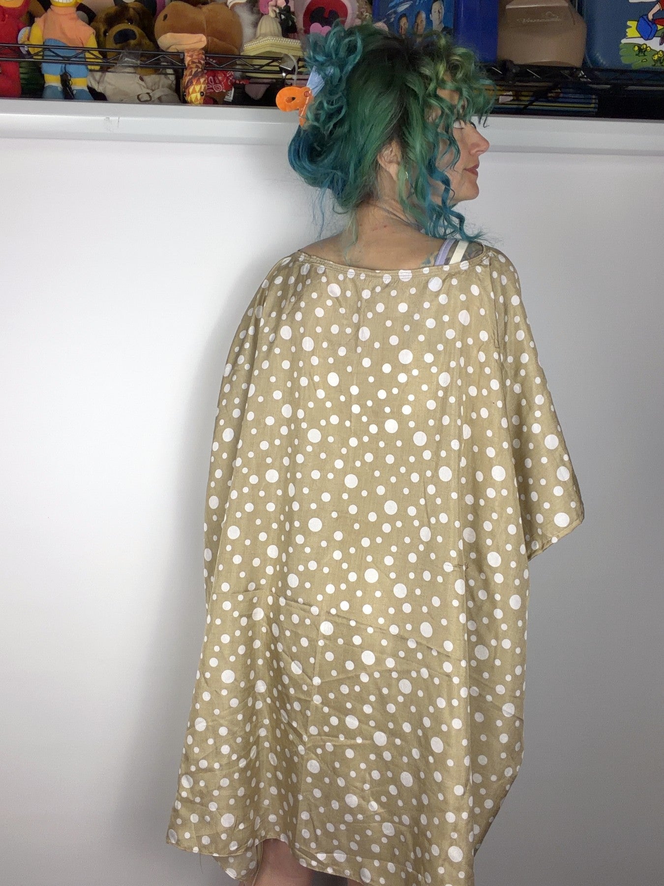 Handmade polka dot kaftan dress — view 2