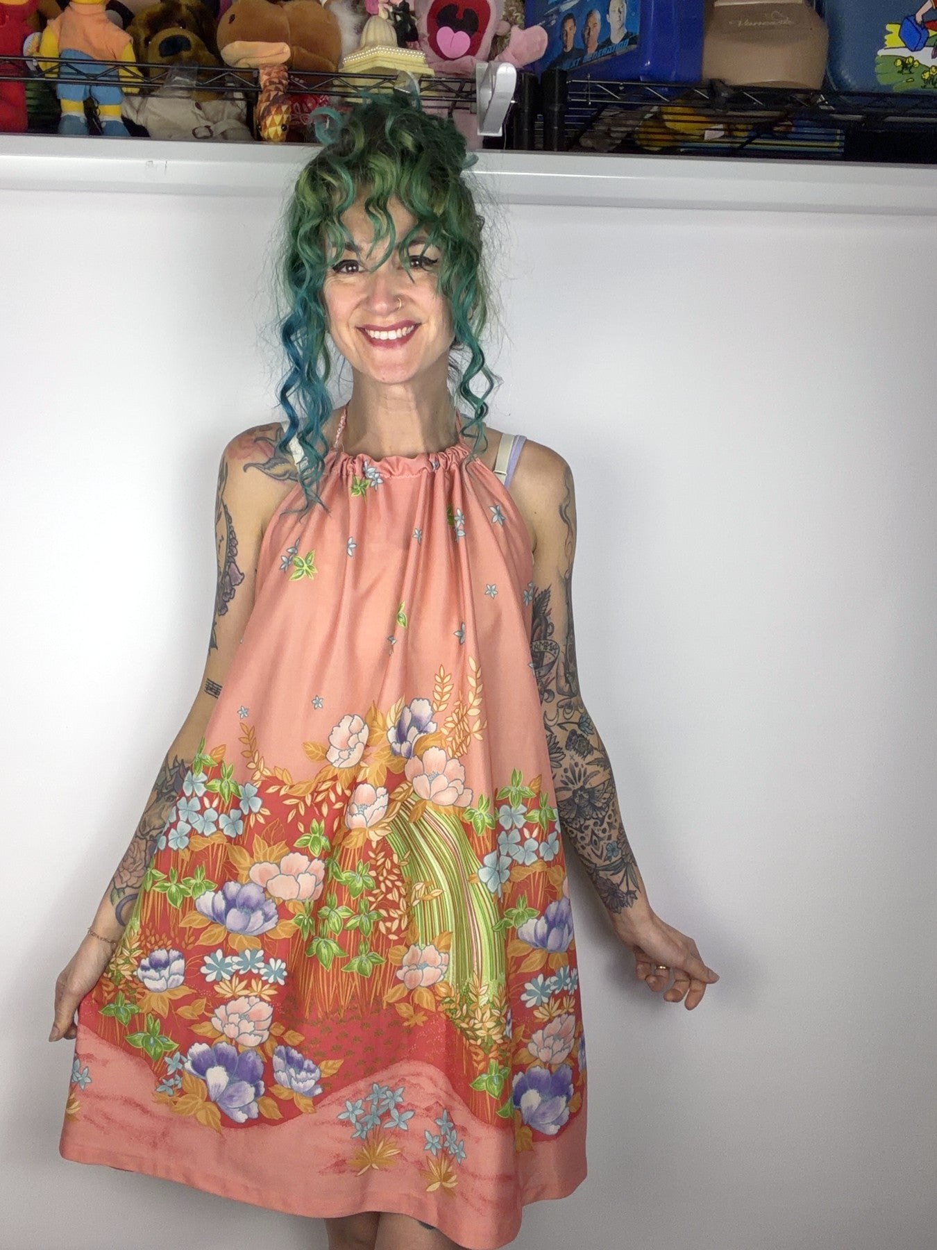 Handmade backless Hawaiian print dress by Time to Waste