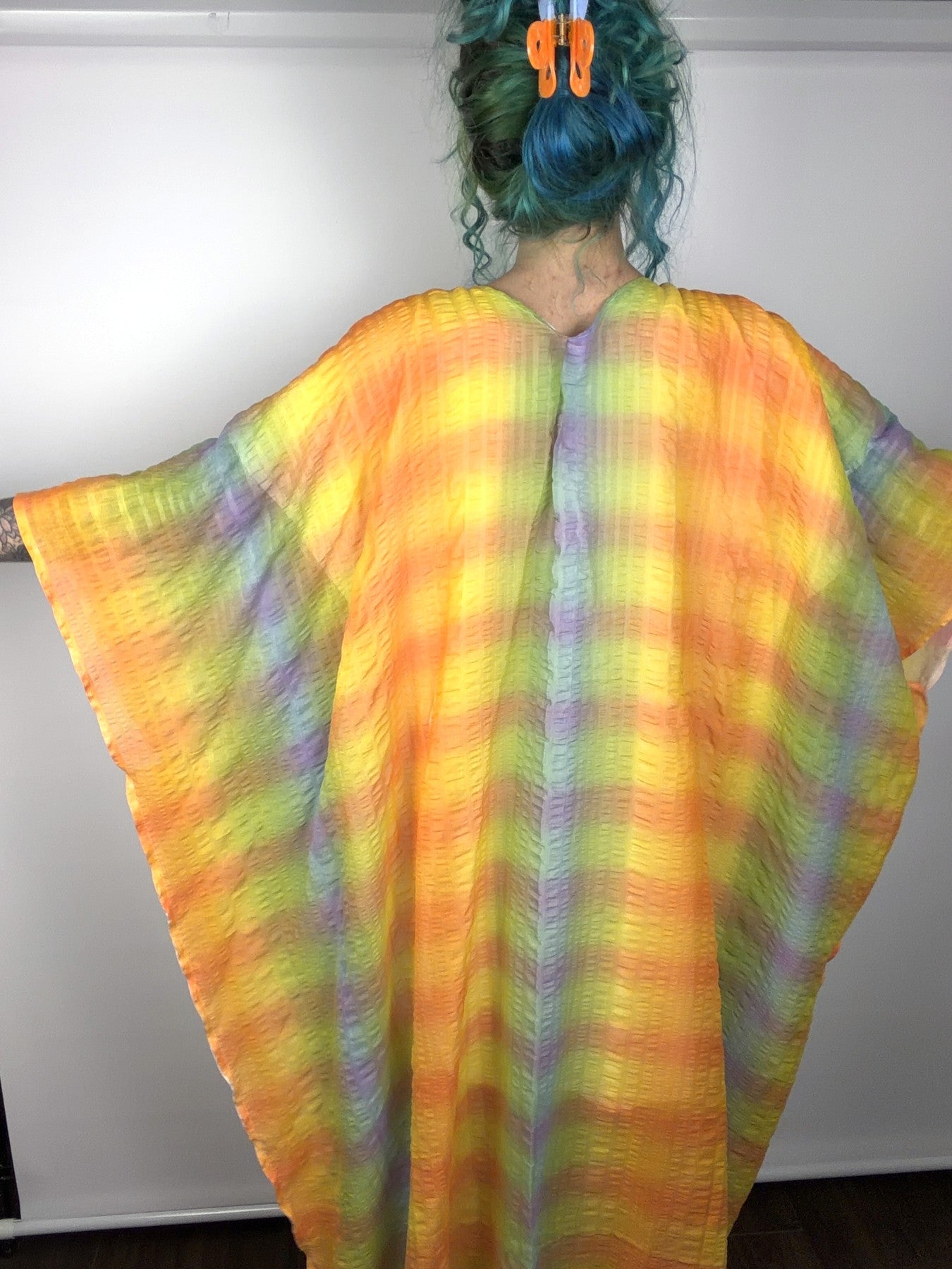 Handmade rainbow waterfall maxi kaftan — view 3