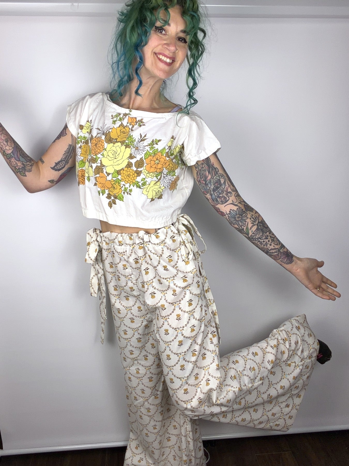 Handmade Tupperware-vibe pants and top set by Time to Waste