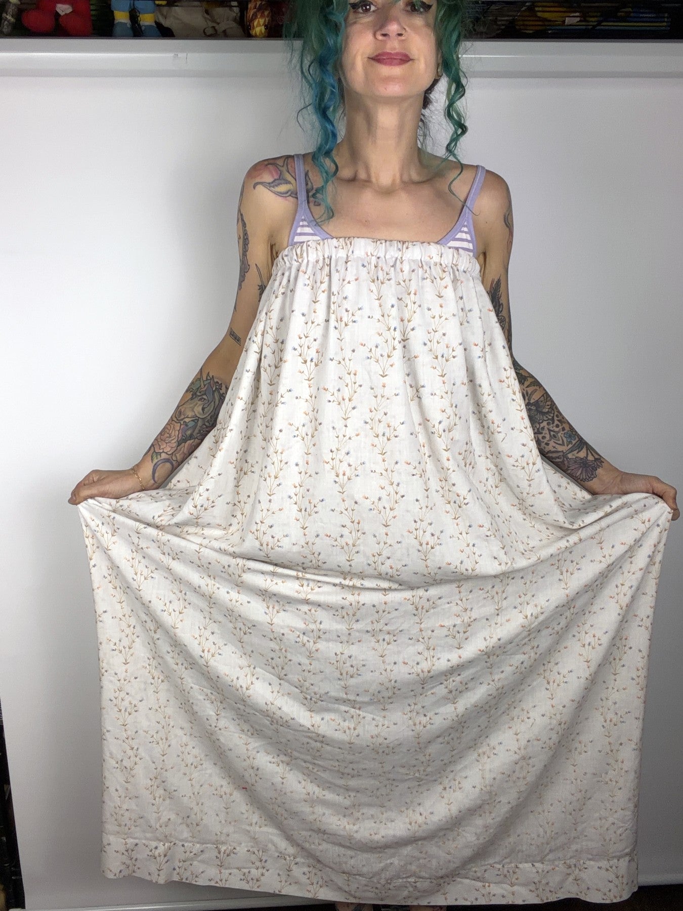 Handmade floral strapless dress by Time to Waste
