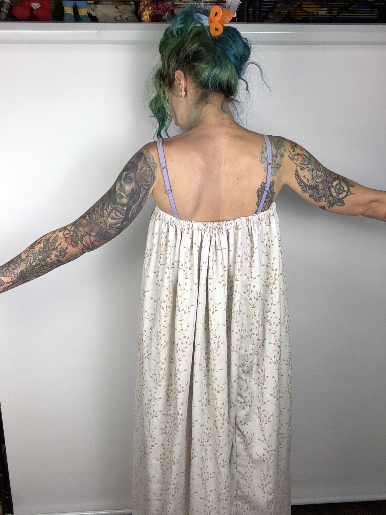 Handmade floral strapless dress — view 3