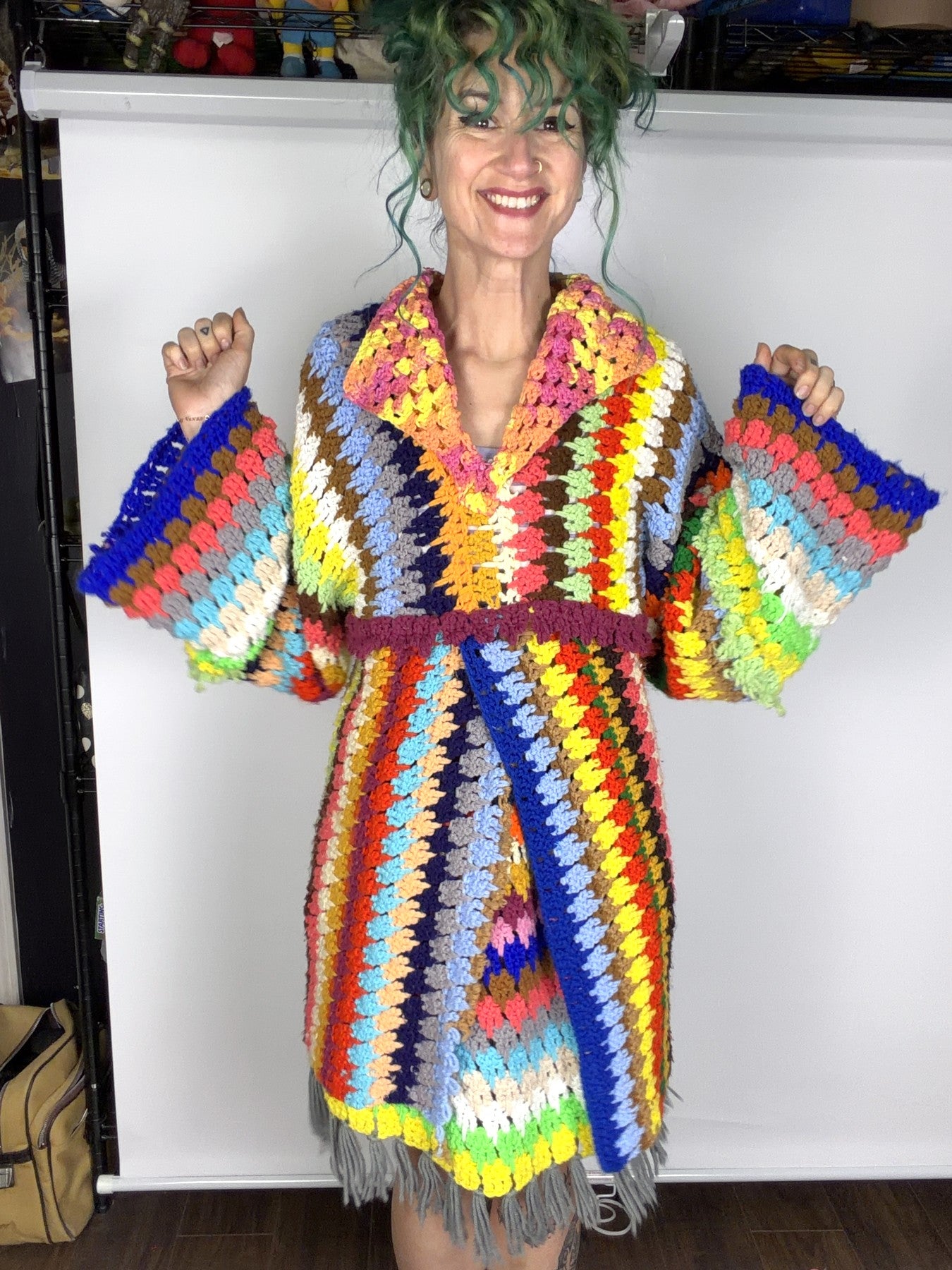 Upcycled rainbow blanket skirt and tunic set by Time to Waste