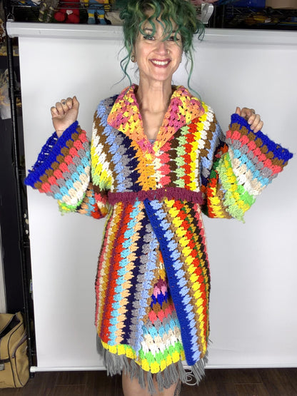 Upcycled rainbow blanket skirt and tunic set by Time to Waste