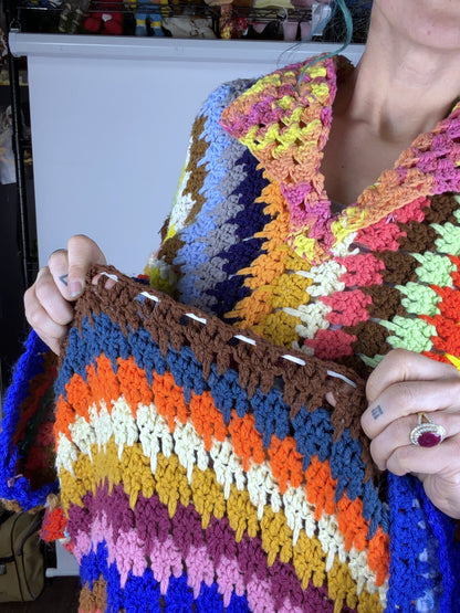 Upcycled rainbow blanket skirt and tunic set — view 3