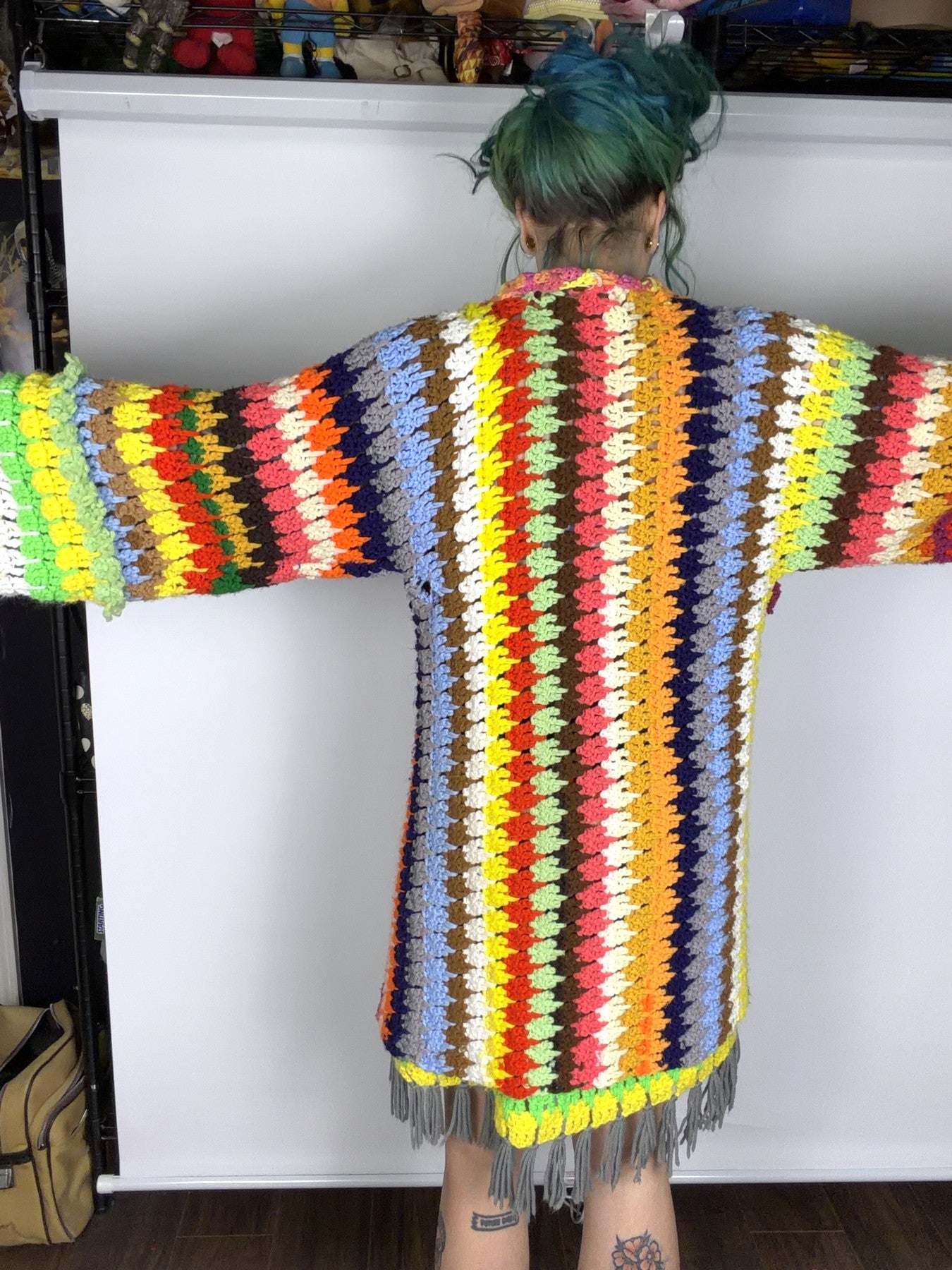 Upcycled rainbow blanket skirt and tunic set — view 4