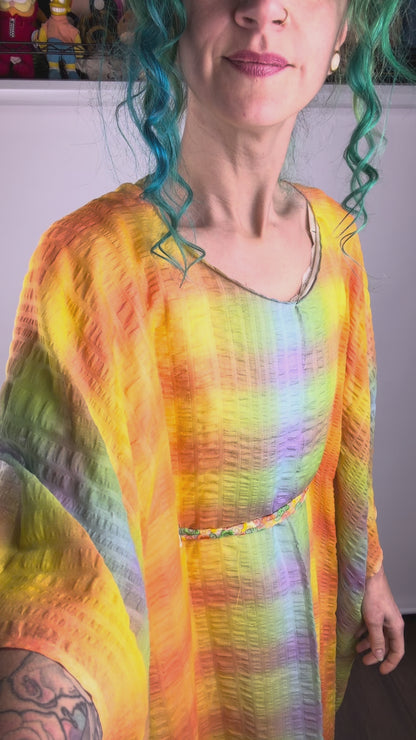 Rainbow Waterfall Maxi Kaftan Dress (OSFM)