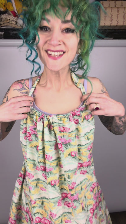 Hawaiian Daydream, backless shortie dress: S-XL