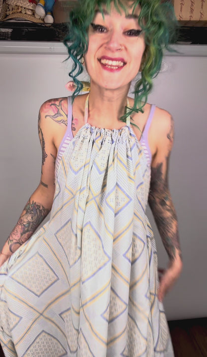 Checkered Past, backless maxi dress: OSFM